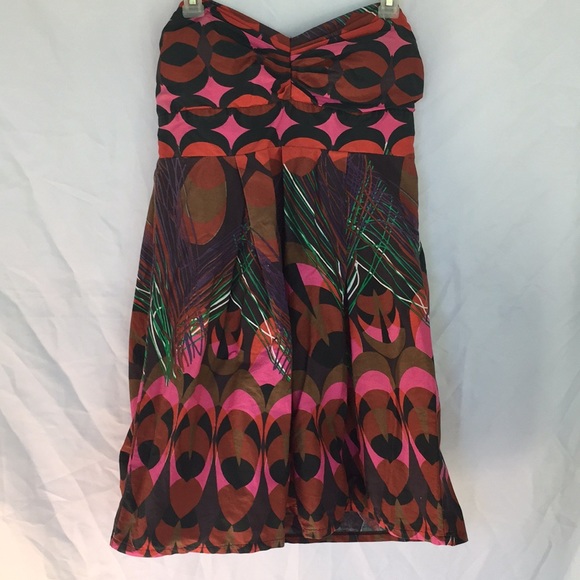 colorful strapless party dress